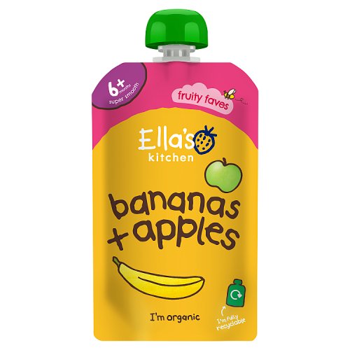 Ellas Kitchen Organic Bananas Apples Baby Pouch 4+ Months 120g pack shot