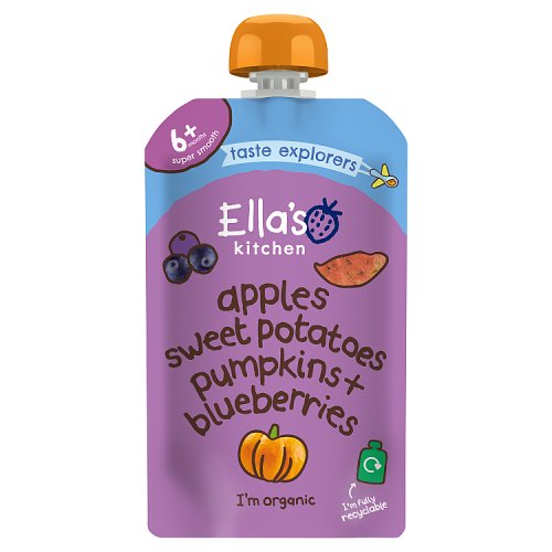 Ellas Kitchen Sweet Pota, Pumpkin, Apples & Blueberries 4+ Months 120g pack shot