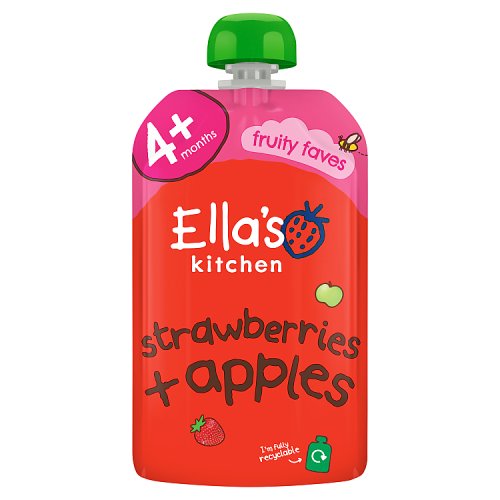 Ellas Kitchen Organic Baby Food 4M+Strawberrys & Apple 120g pack shot