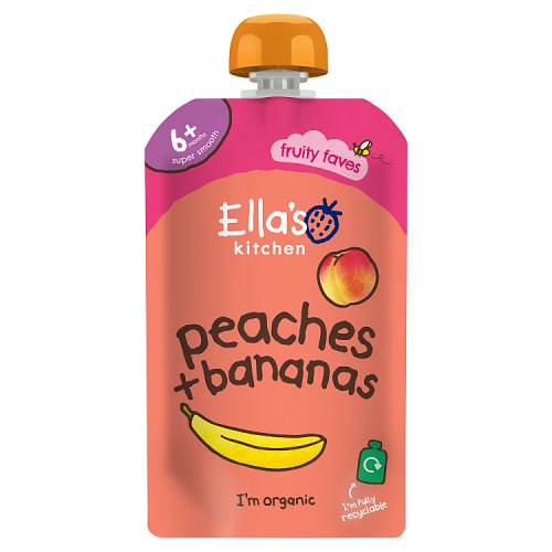 Ellas Kitchen Organic Peaches Bananas Pouch 4+ Months 120g pack shot