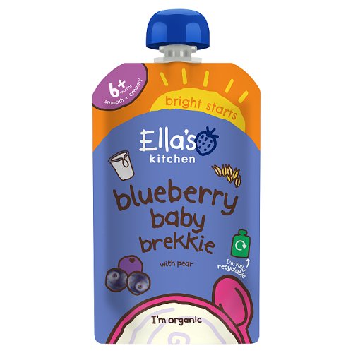 Ellas Kitchen Organic Blueberry & Pear Baby Brekkie Pouch 6+ Months 100g pack shot