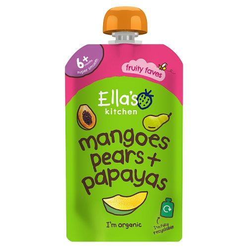 Ellas Kitchen Organic Mangoes Pears Papaya Pouch 4+ Months 120g pack shot