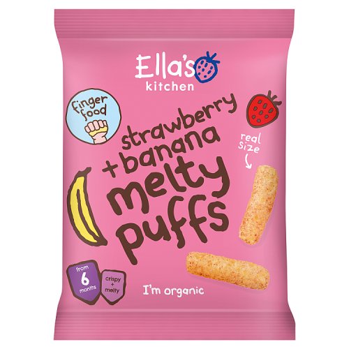 Ellas Kitchen Organic Strawberry Melty Puffs 6+ Months 20g pack shot