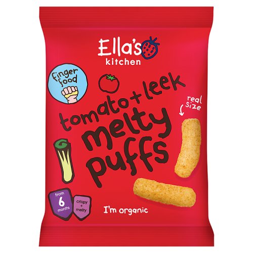 Ellas Kitchen Organic Tomato Leek Melty Puffs 6+ Months 20g pack shot