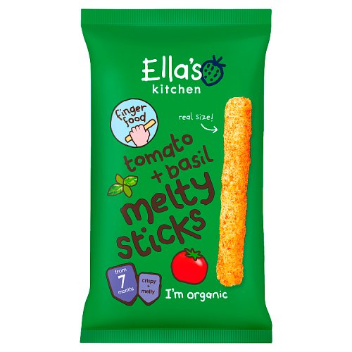 Ellas Kitchen Organic Tomato Basil Melty Sticks 7+ Months 16g pack shot