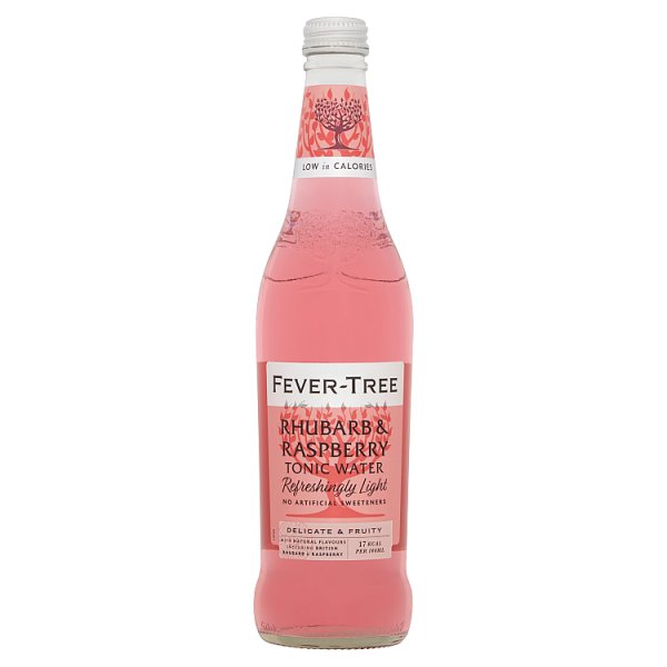 Fever Tree Refreshingly Light Rhubarb & Raspberry Tonic Water 500ml pack shot