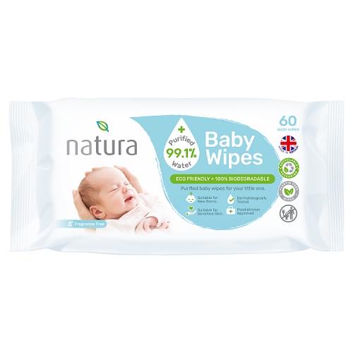 Natura Water Wipes 60s pack shot