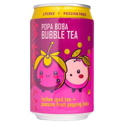 Popa Boba Lychee & Passionfruit Bubble Tea 320ml pack shot