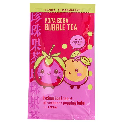 Popa Boba Lychee Iced Tea & Strawberry Sachet 80g pack shot