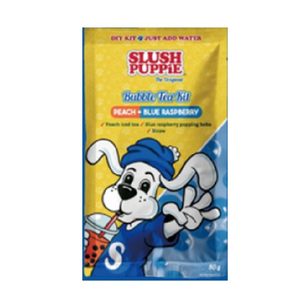 Slush Puppie Popping Boba Peach & Blue Raspberry Sachet 80g pack shot