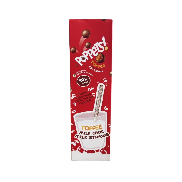 Poppets Toffee Milk Chocolate Straws 10s 6g pack shot
