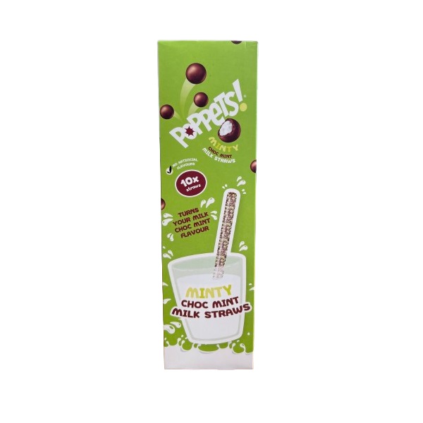 Poppets Chocolate Mint Milk Straws 10s 6g pack shot