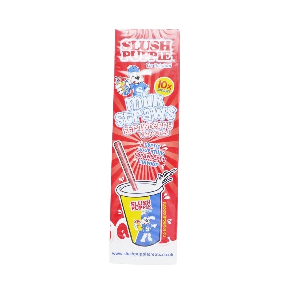 Slush Puppie Strawberry Milk Straws 10s 6g pack shot