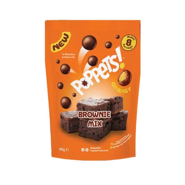 Poppets Brownie Mix Orange 180g pack shot