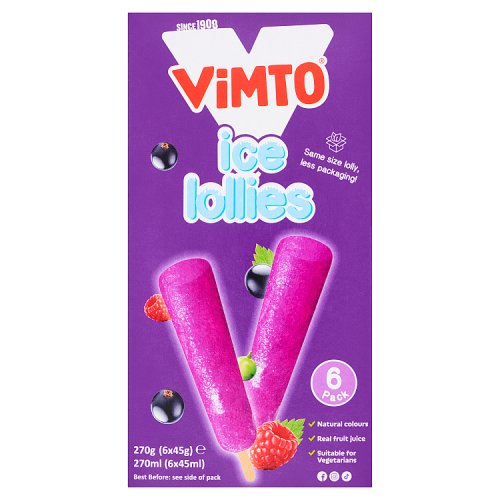 Vimto Ice Lollies (6 x 45g) pack shot