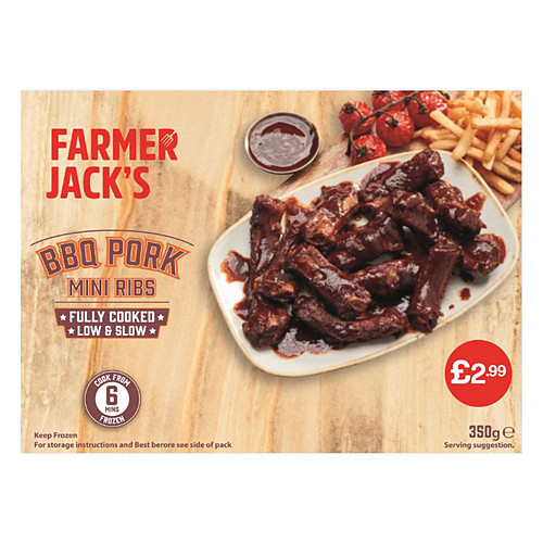 Farmer Jacks BBQ Mini Ribs PM £2.99 350g pack shot