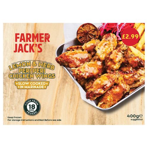 Farmer Jacks Lemon & Herb Chicken Wings PM £2.99 400g pack shot