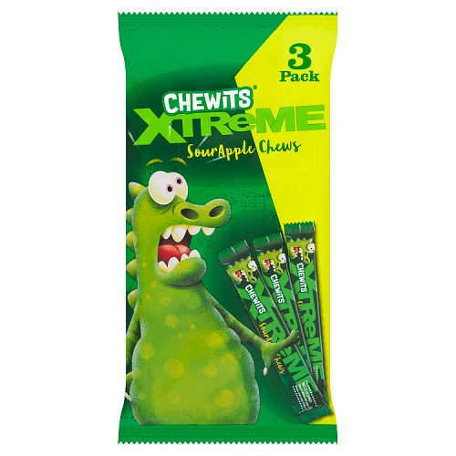 Chewits Xtreme Sour Apple 3pk 102g pack shot