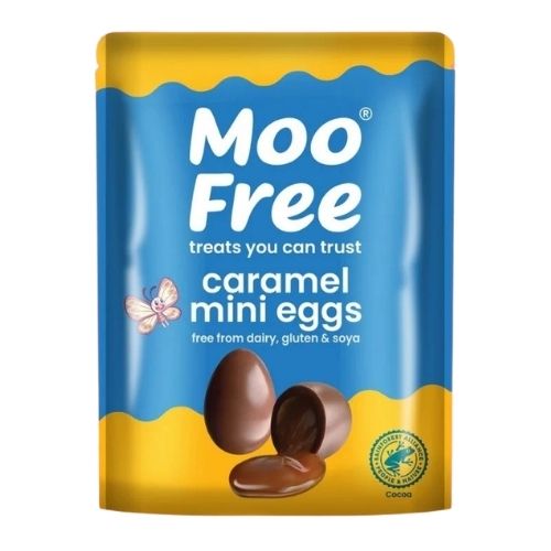 Moo Free Caramel Filled Egg Halves 38g pack shot
