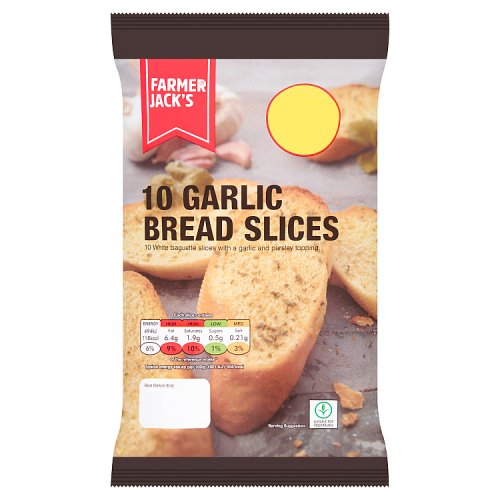Farmer Jacks 10 Garlic Slices PM £1.49 260g pack shot