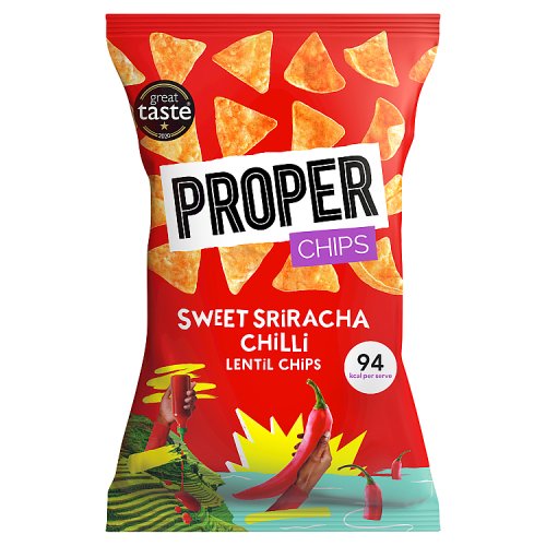 Proper Sweet Sriracha Chilli Lentil Chips 85g pack shot