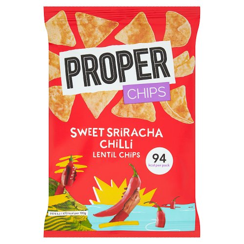 Proper Sweet Sriracha Chilli Lentil Chips 20g pack shot
