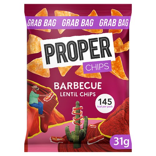 Proper Chips Barbecue Lentil Chips 31g pack shot