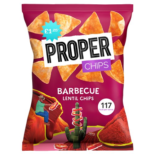 Properchips Barbecue Lentil Chips 50g pack shot