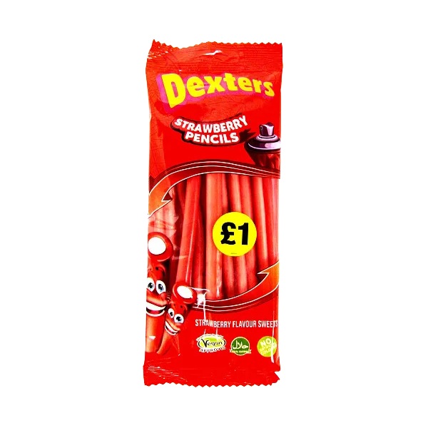 Dexters Strawberry Pencils 160g PM £1 pack shot