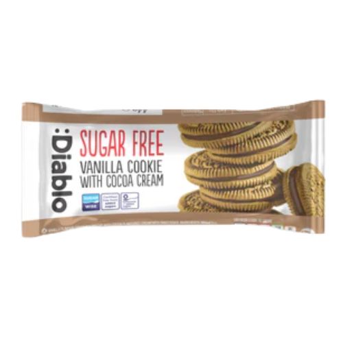 Diablo Vanilla Sandwich Cookies With Cocoa Cream SF 44g pack shot