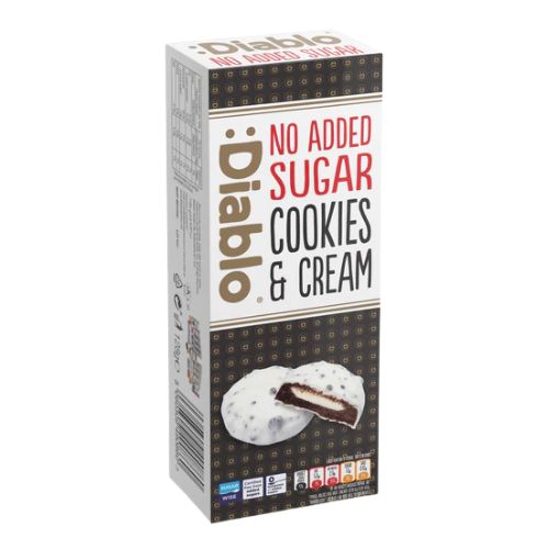 Diablo White Chocolate Coated Cream Cookies 128g pack shot