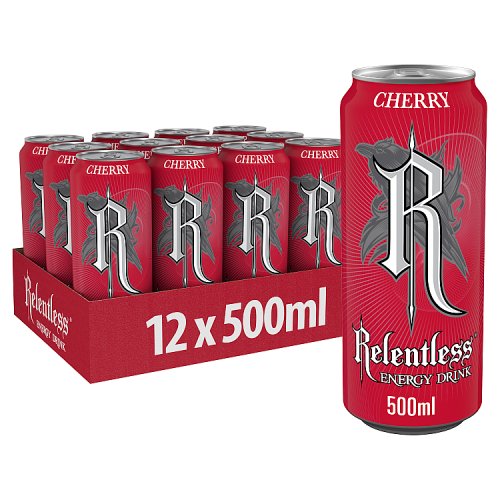 Relentless Energy Cherry 500ml pack shot
