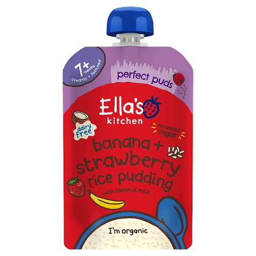 Ellas Kitchen Banana/Sberry rice pudding 80g pack shot