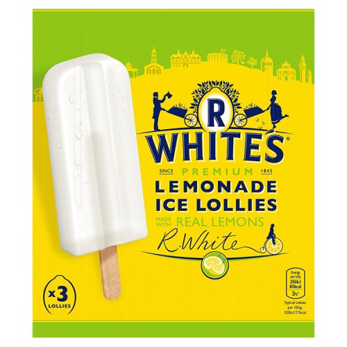 R Whites Lemonade Lollies 3pk pack shot
