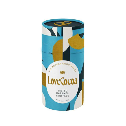 Love Cocoa Chocolate Truffle Tube Salted Caramel 150g pack shot