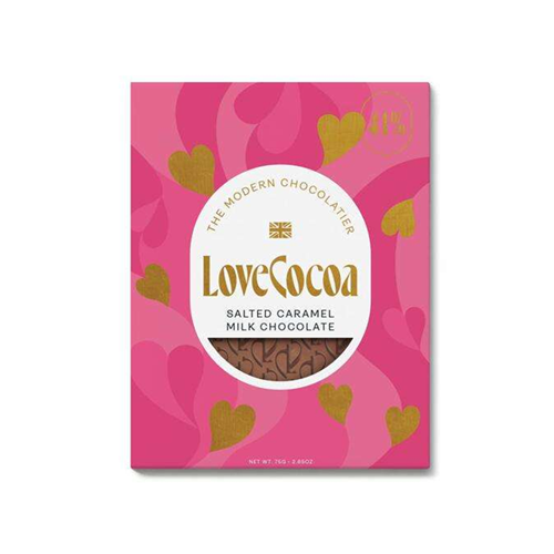 Love Cocoa Chocolate Bar Selection Salted Caramel Heart Edition 75g pack shot