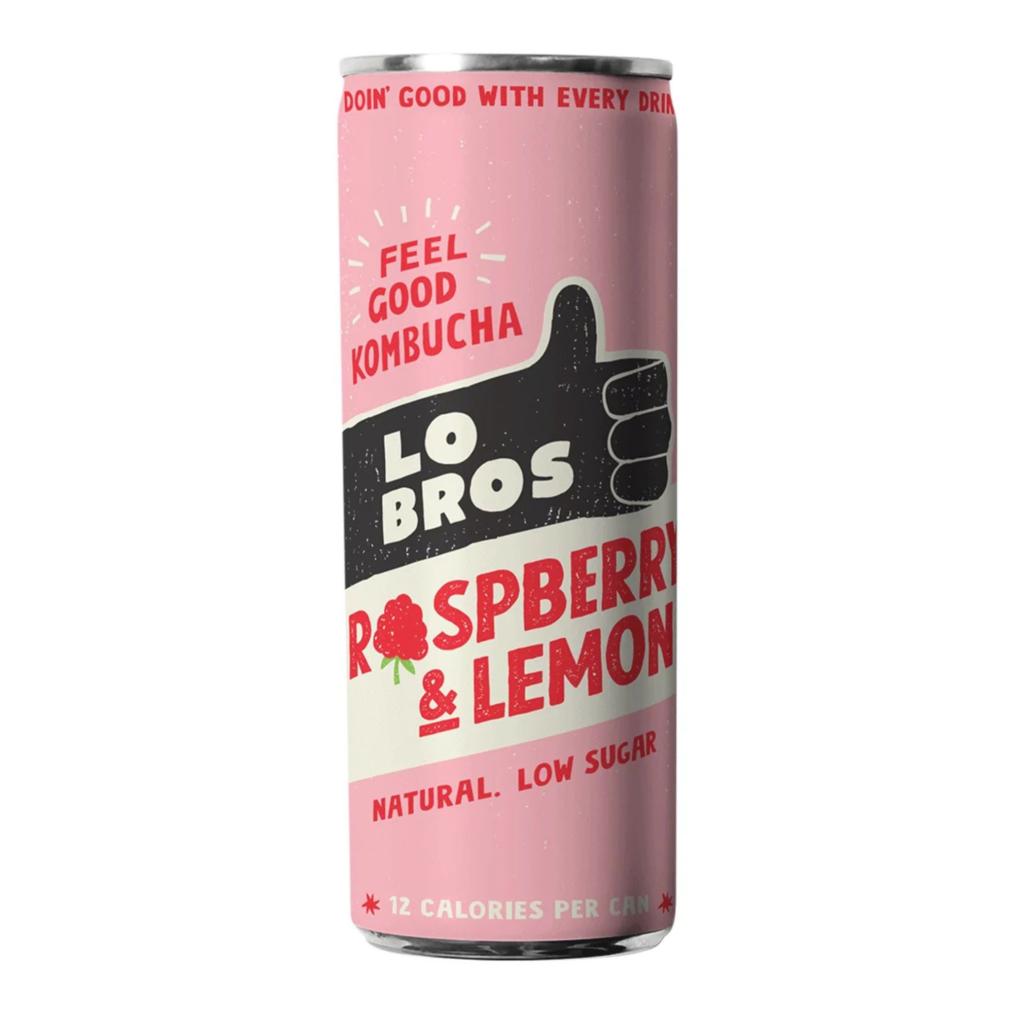 Lo Bros Raspberry & Lemon Kombucha 250ml pack shot