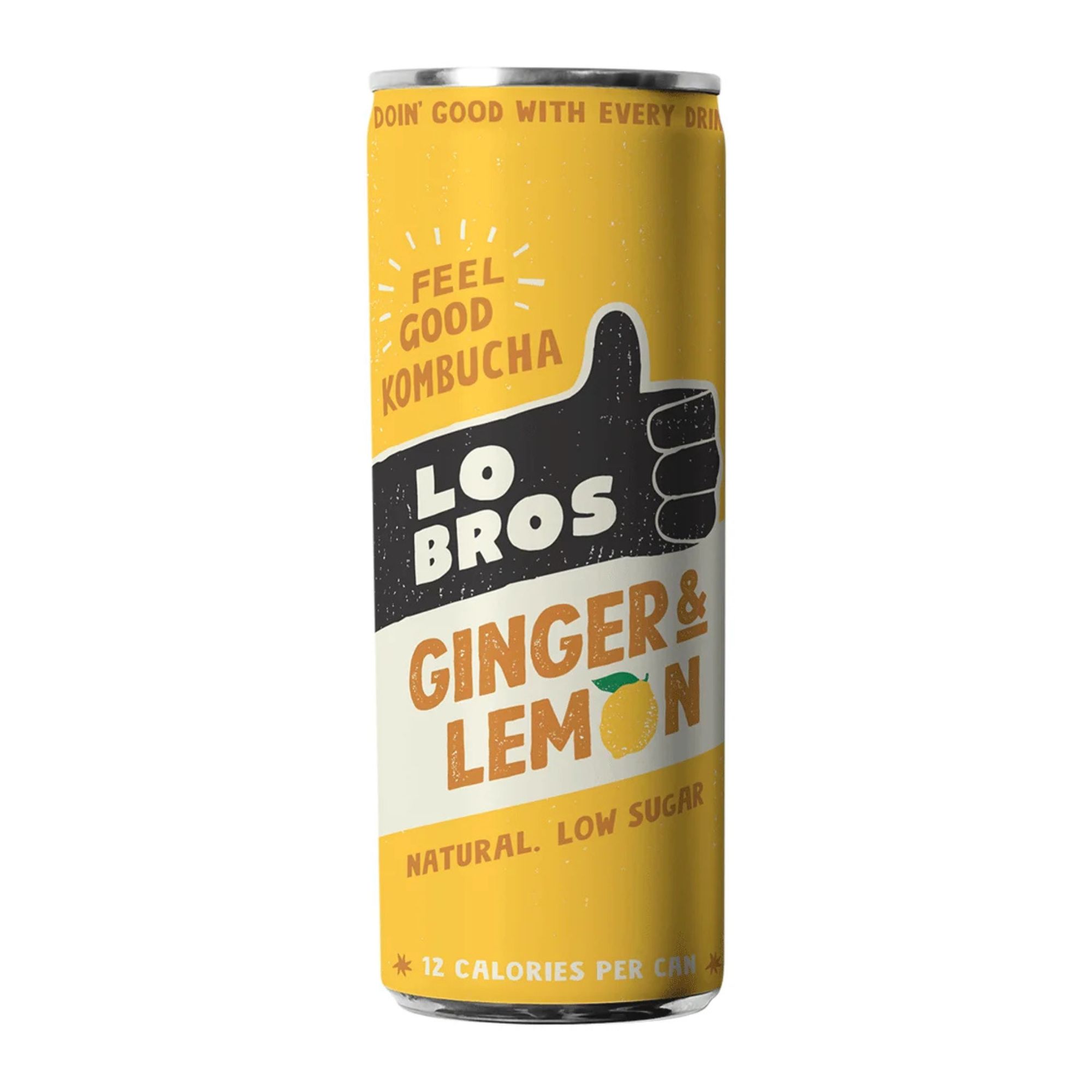 Lo Bros Ginger & Lemon Kombucha 250ml pack shot