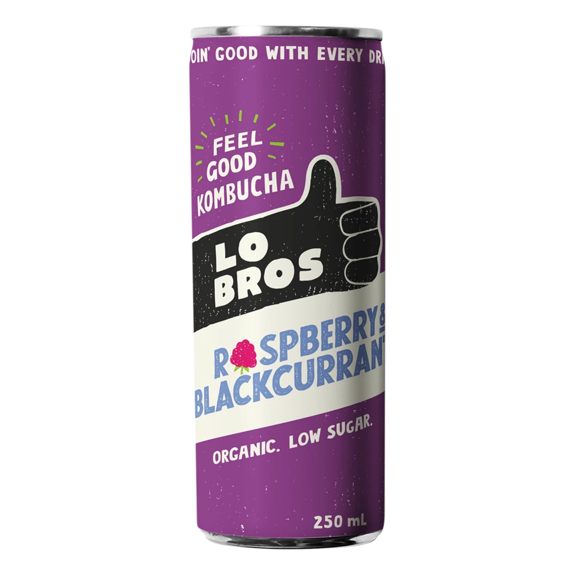 Lo Bros Raspberry & Blackcurrant Kombucha 250ml pack shot