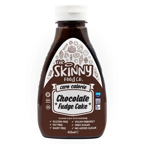 Skinny Food Zero Calorie Chocolate Fudge Cake Syrup 425ml pack shot