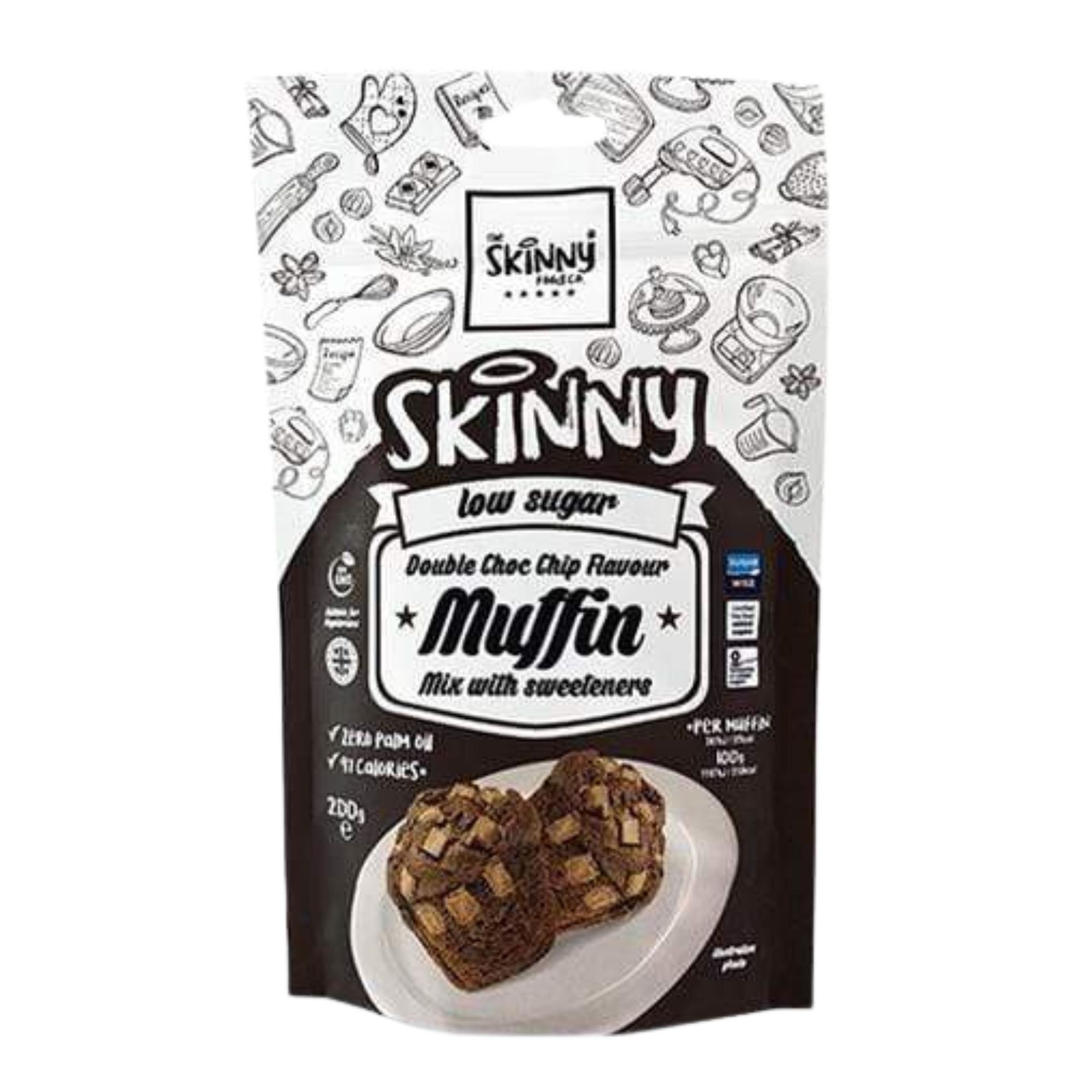 Skinny Low Sugar Double Choc Chip Muffin Baking Mix  200g pack shot