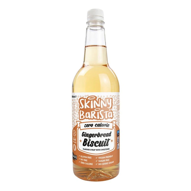 Skinny Food Zero Calorie Gingerbread Biscuit Barista Coffee Syrup 1Ltr pack shot