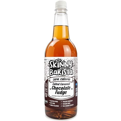 Skinny Food Zero Calorie Calorie Salted Caramel Chocolate Fudge Barista Coffee Syrup 1Ltr pack shot