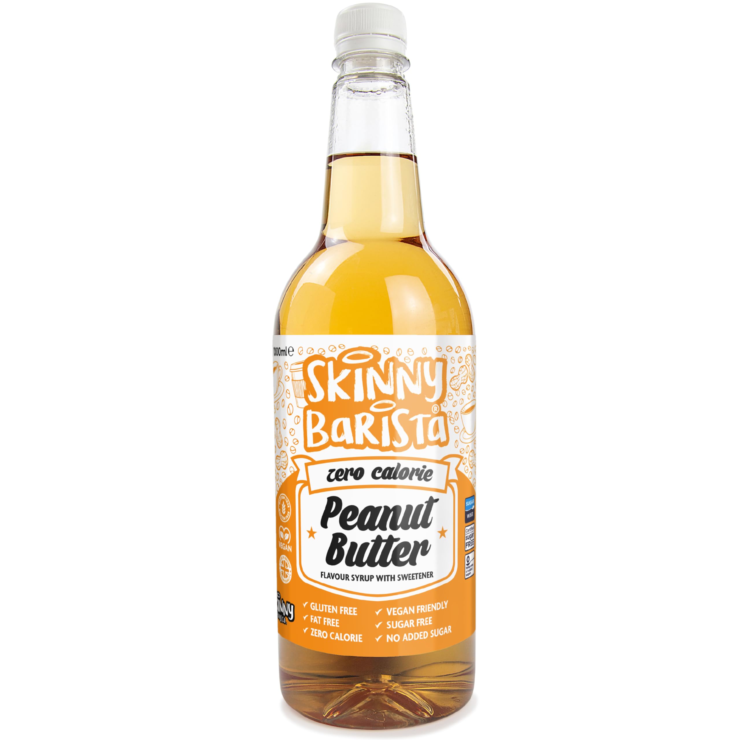Skinny Food Zero Calorie Peanut Butter Barista Coffee Syrup 1Ltr pack shot