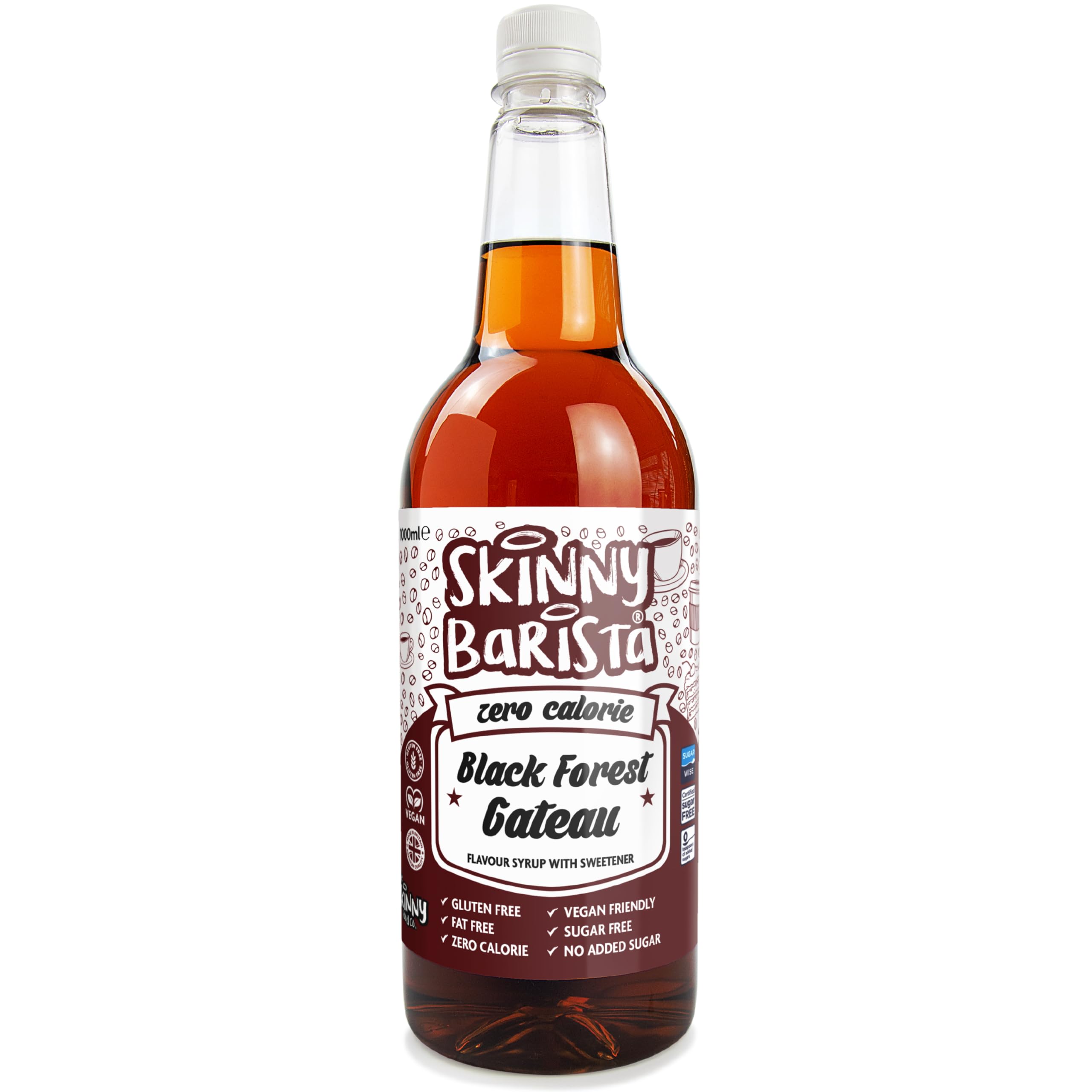 Skinny Food Zero Calorie Black Forest Gateau Barista Coffee Syrup 1Ltr pack shot