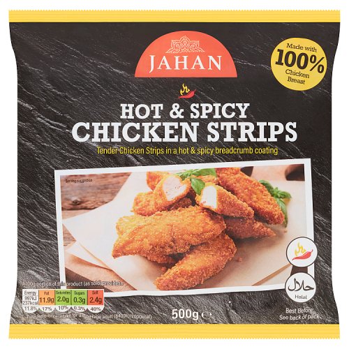 Jahan Hot n Spicy Chicken Strips 500g pack shot