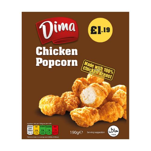 Dima Chicken Popcorn PM £1.19 190g pack shot