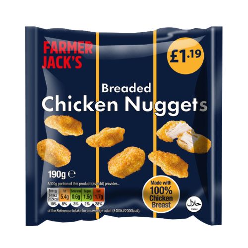 Farmer Jacks Breaded Chicken Nuggets PM £1.19 190g pack shot