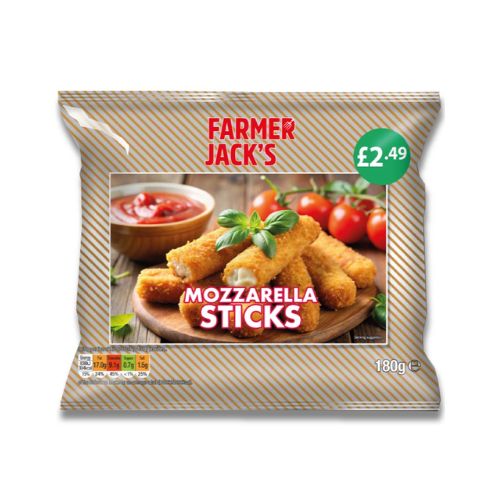 Farmer Jacks Mozzarella Cheese Sticks PM £2.49 180g pack shot