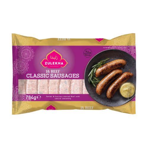 Zulekha Classic Beef Sausages 784g pack shot